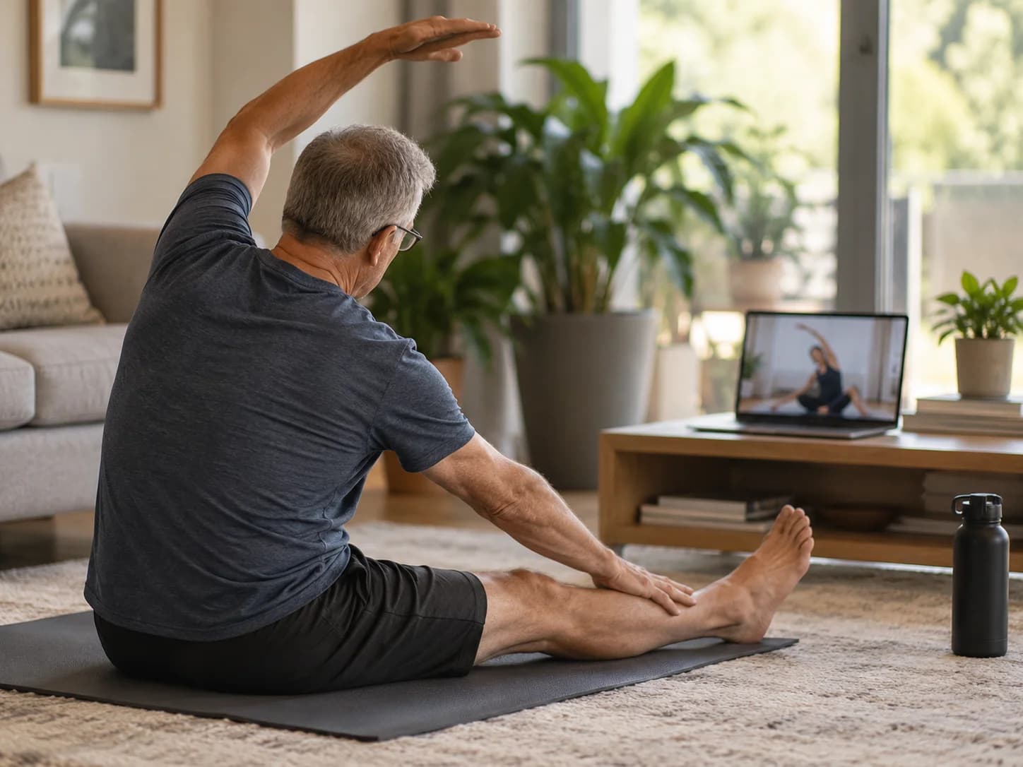 Virtual stretch session in a clients living room