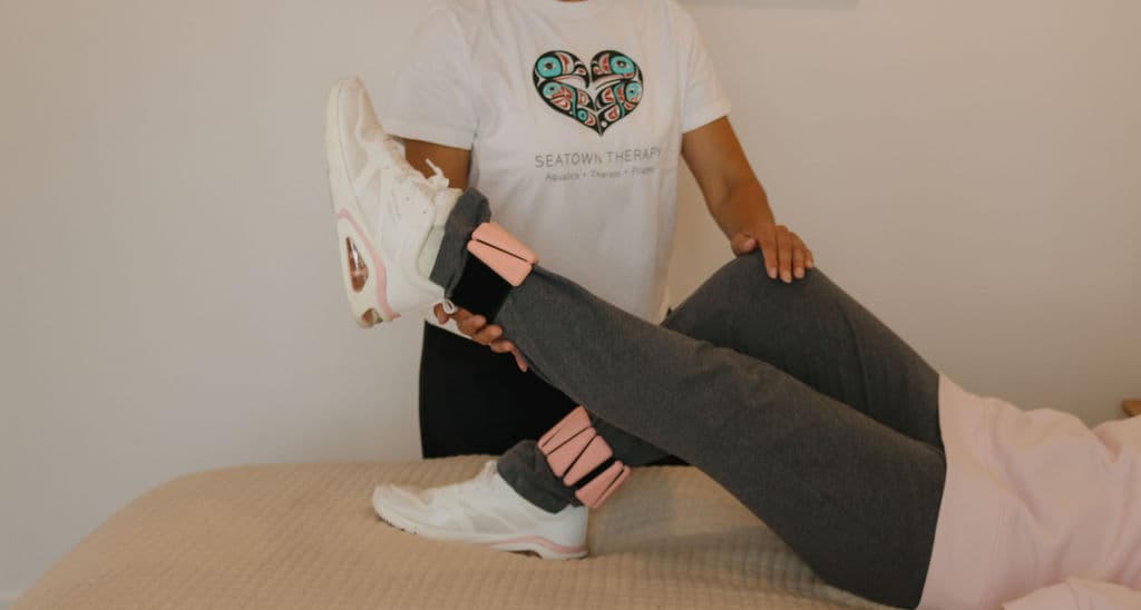 One-on-one therapeutic exercise session in a client home